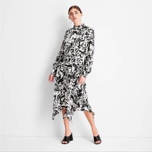 Kahlana Barfield Brown Future Collective Long Sleeve Asymmetrical dress size XL